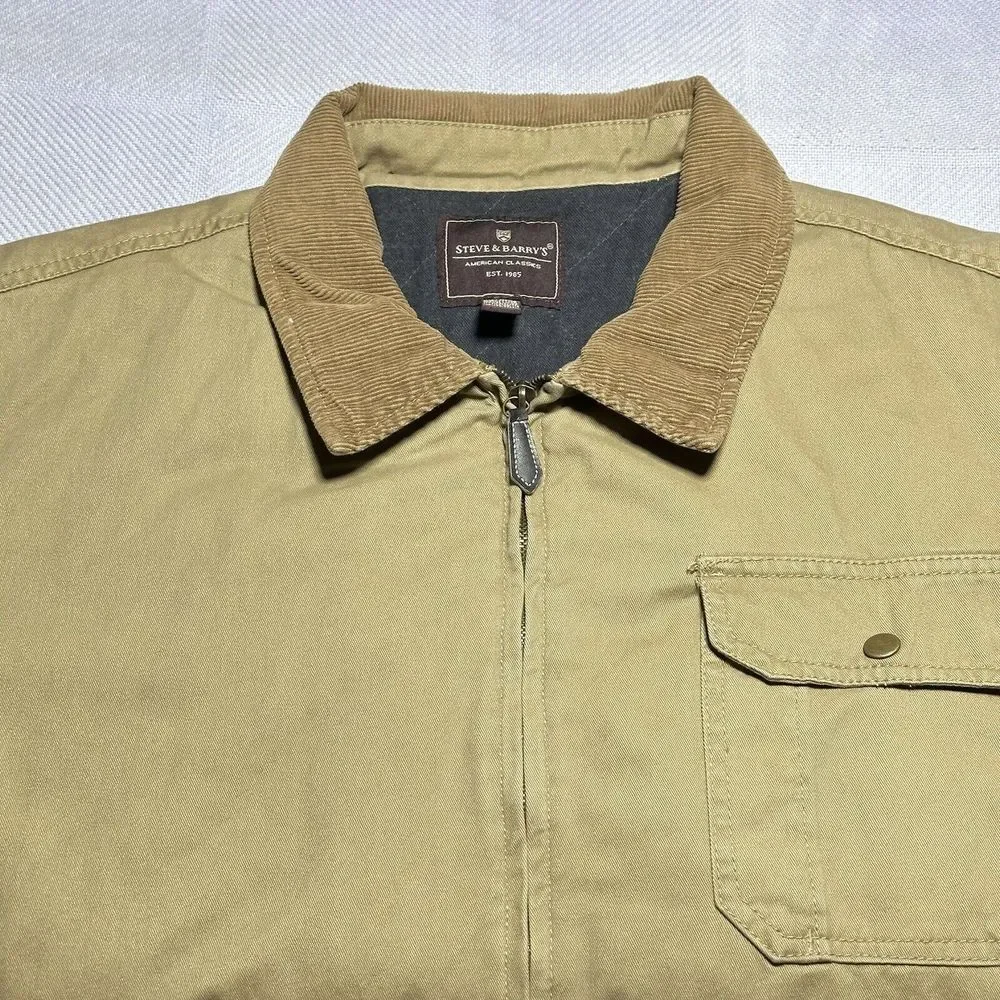 Vintage Y2K Steve & Barry's Corduroy Collar Brown Tan‎ Workwear Jacket Men's XL